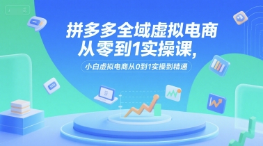 拼多多全域虚拟电商从零到1实操课，小白虚拟电商从0到1实操到精通搞副业-副业刚需-兼职-网赚搞副业网