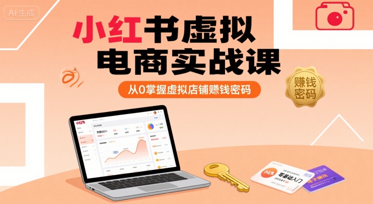 小红书虚拟电商实战课，从0掌握虚拟店铺賺钱密码搞副业-副业刚需-兼职-网赚搞副业网