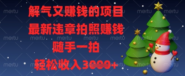 解气又挣钱的项目，最新违章拍照挣钱，随手一拍，轻松收入数张【揭秘】搞副业-副业刚需-兼职-网赚搞副业网