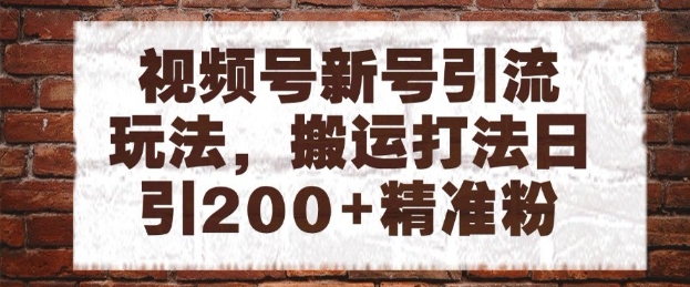 视频号新号引流玩法，搬运打法日引200+精准粉，可矩阵放大【揭秘】搞副业-副业刚需-兼职-网赚搞副业网