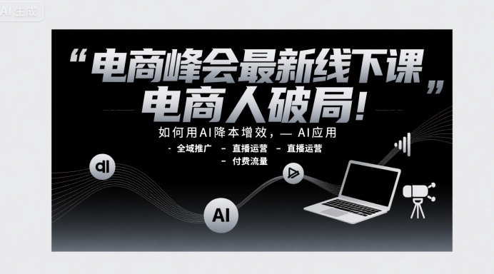 电商峰会最新线下课，电商人破局，如何用AI降本增效，AI应用-全域推广-直播运营-付费流量搞副业-副业刚需-兼职-网赚搞副业网