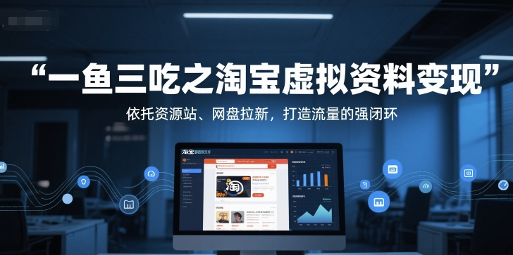 一鱼三吃之淘宝虚拟资料变现，依托资源站、网盘拉新，打造流量的强闭环搞副业-副业刚需-兼职-网赚搞副业网