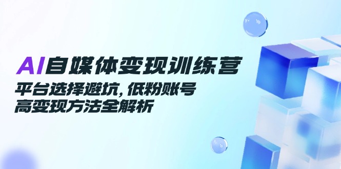 AI自媒体变现训练营，平台选择避坑，低粉账号高变现方法全解析搞副业-副业刚需-兼职-网赚搞副业网