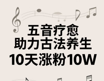 古法五音养生教程，五音疗愈的视频的制作方法，2-4小时就能学会，作者10天涨粉10W搞副业-副业刚需-兼职-网赚搞副业网