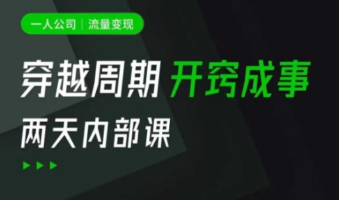 一人公司：流量变现课，一人公司的方法模型拆解， 拆解富人思维，流量思维，小老板思维等搞副业-副业刚需-兼职-网赚搞副业网