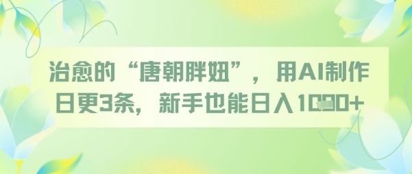 治愈的“唐朝胖妞”，用AI制作日更3条，新手也能日入多张搞副业-副业刚需-兼职-网赚搞副业网