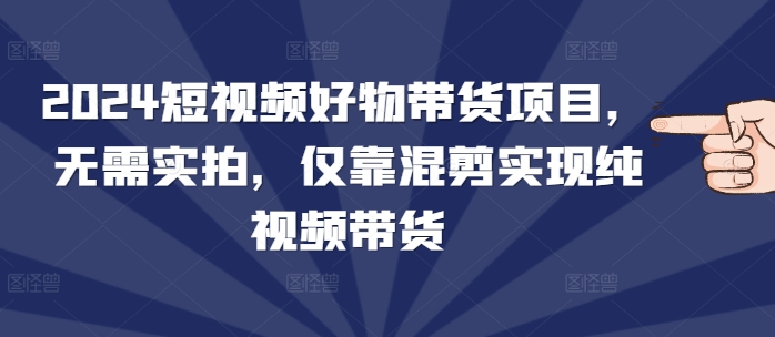 2024短视频好物带货项目，无需实拍，仅靠混剪实现纯视频带货搞副业-副业刚需-兼职-网赚搞副业网