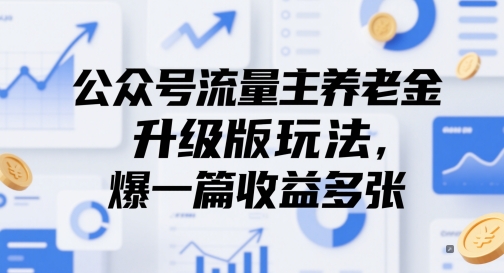 公众号流量主养老金升级版玩法，爆一篇收益多张搞副业-副业刚需-兼职-网赚搞副业网
