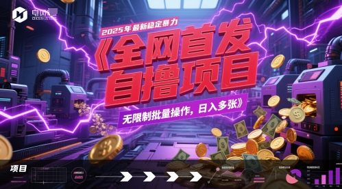 全网首发，2025年最新稳定暴力全自动自撸项目，无限制批量操作，日入多张【揭秘】搞副业-副业刚需-兼职-网赚搞副业网