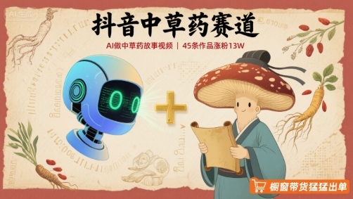 抖音中草药赛道，用AI做中草药故事视频，45条作品涨粉13W，橱窗带货猛猛出单搞副业-副业刚需-兼职-网赚搞副业网