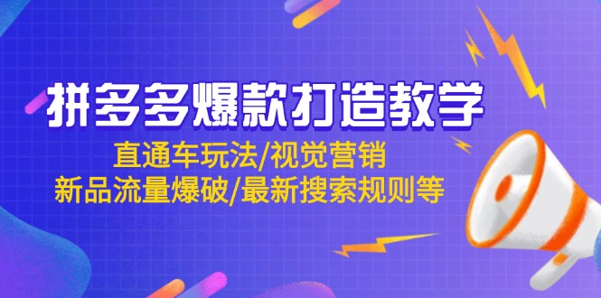 拼多多爆款打造教学：直通车玩法/视觉营销/新品流量爆破/最新搜索规则等搞副业-副业刚需-兼职-网赚搞副业网