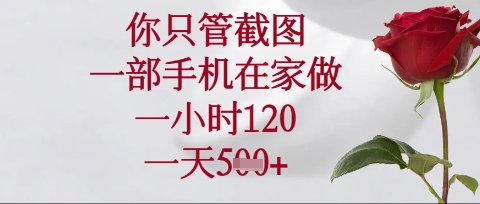 你只管截图，一部手机在家操作，一小时120.一天5张【揭秘】搞副业-副业刚需-兼职-网赚搞副业网