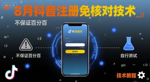 8月抖音注册免核对技术，不保证百分百，自测搞副业-副业刚需-兼职-网赚搞副业网