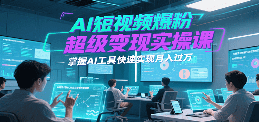 AI短视频爆粉超级变现实操课，掌握AI工具快速实现月入过万搞副业-副业刚需-兼职-网赚搞副业网