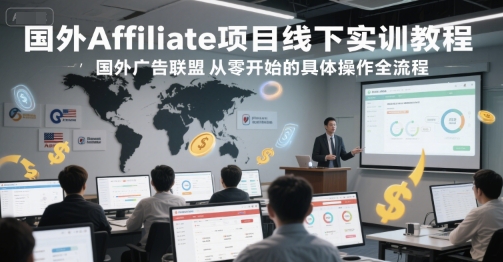 国外Affiliate项目线下实训教程，国外广告联盟从零开始的具体操作全流程搞副业-副业刚需-兼职-网赚搞副业网