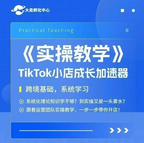 大卖家孵化中心TikTok实操课，TikTok小店成长加速器，跨境基础系统学习，一步一步带你开店搞副业-副业刚需-兼职-网赚搞副业网