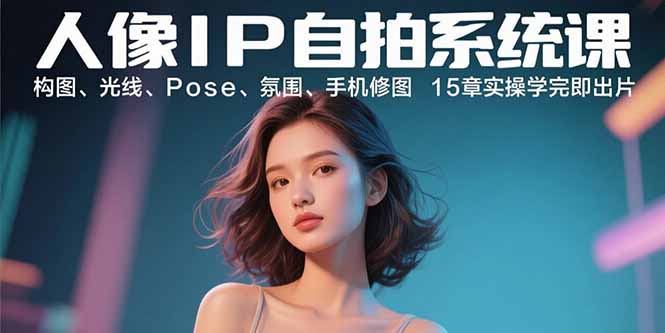 人像IP自拍系统课：构图、光线、Pose、氛围、手机修图 15章实操学完即出片搞副业-副业刚需-兼职-网赚搞副业网