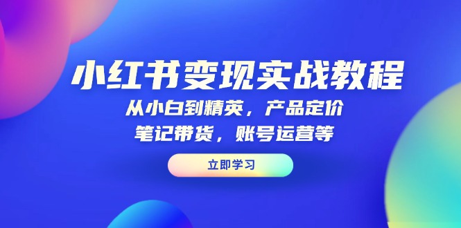 小红书变现实战教程：从小白到精英，产品定价，笔记带货，账号运营等搞副业-副业刚需-兼职-网赚搞副业网