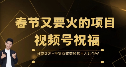 春节又要火的项目视频号祝福，分成计划+带货双收益，轻松月入几个W【揭秘】搞副业-副业刚需-兼职-网赚搞副业网