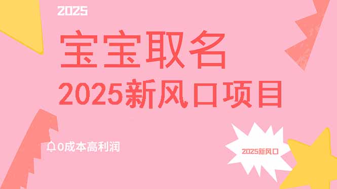 2025新风口项目宝宝取名，0成本高利润，附保姆级教程，月入过万不是梦搞副业-副业刚需-兼职-网赚搞副业网