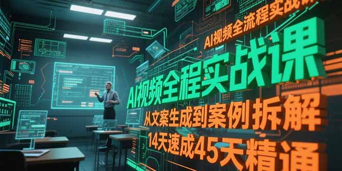 AI视频全流程实战课，从文案生成到案例拆解，14天速成45天精通搞副业-副业刚需-兼职-网赚搞副业网