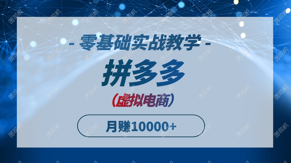 拼多多虚拟电商，零基础实战教学，快速打爆商品，新手也能月入10000+搞副业-副业刚需-兼职-网赚搞副业网
