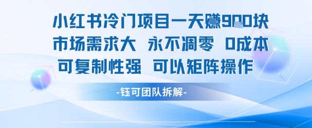 小红书冷门项目一天收益9张，市场需求大，0成本，可复制性强可以矩阵操作搞副业-副业刚需-兼职-网赚搞副业网