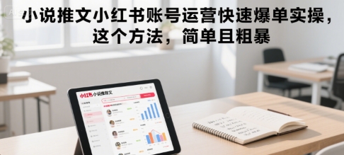 小说推文小红书账号运营快速爆单实操，这个方法，简单且粗暴搞副业-副业刚需-兼职-网赚搞副业网