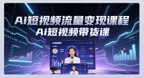 Ai短视频流量变现课程，Ai短视频带货课搞副业-副业刚需-兼职-网赚搞副业网