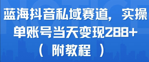 蓝海抖音私域赛道，实操单账号当天变现288+(附教程)搞副业-副业刚需-兼职-网赚搞副业网