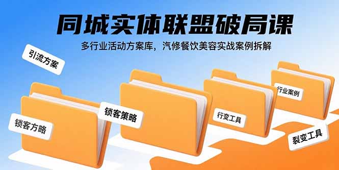同城实体联盟破局课，多行业活动方案库，汽修餐饮美容实战案例拆解搞副业-副业刚需-兼职-网赚搞副业网