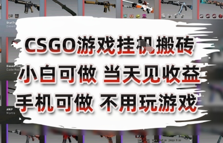 CSGO游戏挂G搬砖，小白纯手机即可操作，不用电脑打游戏，日入3张+，副业网创项目【揭秘】搞副业-副业刚需-兼职-网赚搞副业网
