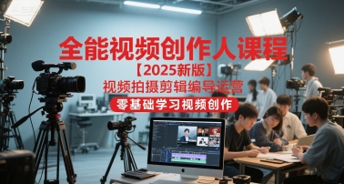全能视频创作人课程【2025新版】视频拍摄剪辑编导运营，零基础学习视频创作搞副业-副业刚需-兼职-网赚搞副业网