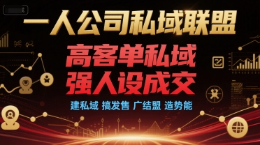 一人公司私域联盟，高客单私域，强人设成交，建私域 搞发售 广结盟 造势能搞副业-副业刚需-兼职-网赚搞副业网