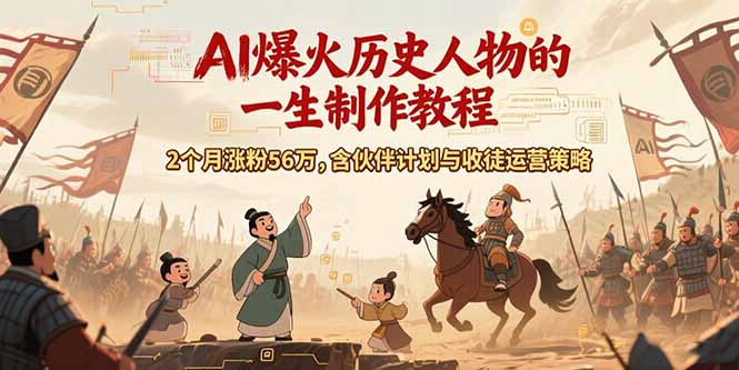 AI历史人物赛道课程，2个月涨粉56万，含伙伴计划与收徒运营策略搞副业-副业刚需-兼职-网赚搞副业网