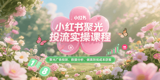 小红书聚光投流实操课程，聚光广告投放、数据分析、做高效低成本获客搞副业-副业刚需-兼职-网赚搞副业网