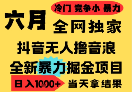 25年6月高爆抖音无人直播最新撸音浪掘金项目，小白可做，无脑日入1k+，门槛低可批量矩阵【揭秘】搞副业-副业刚需-兼职-网赚搞副业网