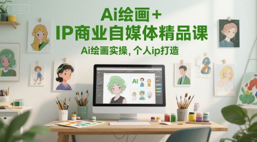 Ai绘画+IP商业自媒体精品课，Ai绘画实操，个人ip打造搞副业-副业刚需-兼职-网赚搞副业网
