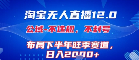 淘宝无人直播12.0，不封号，不违规，布局下半年旺季赛道，日入1k+(独家技术)【揭秘】搞副业-副业刚需-兼职-网赚搞副业网