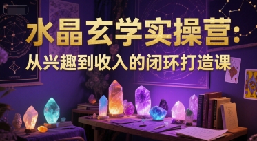 水晶玄学实操营：从兴趣到收入的闭环打造课搞副业-副业刚需-兼职-网赚搞副业网