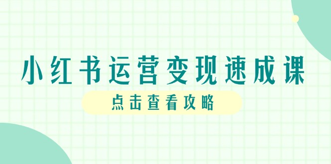 小红书运营变现速成课，账号搭建到暴力起号，个人IP全流程指南搞副业-副业刚需-兼职-网赚搞副业网