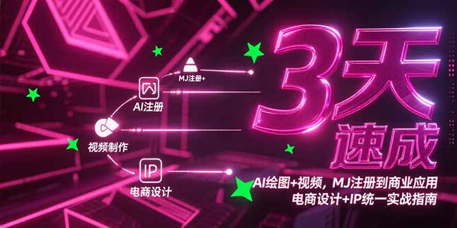 3天速成AI绘图+视频，MJ注册到商业应用，电商设计+IP统一实战指南搞副业-副业刚需-兼职-网赚搞副业网