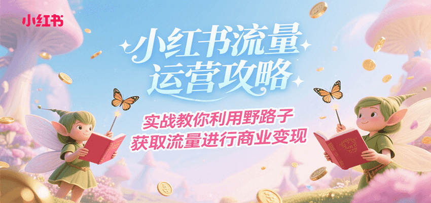 小红书流量运营攻略，实战教你利用野路子获取流量进行商业变现搞副业-副业刚需-兼职-网赚搞副业网