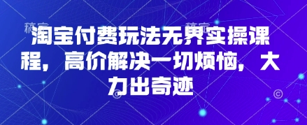 淘宝付费玩法无界实操课程，高价解决一切烦恼，大力出奇迹搞副业-副业刚需-兼职-网赚搞副业网