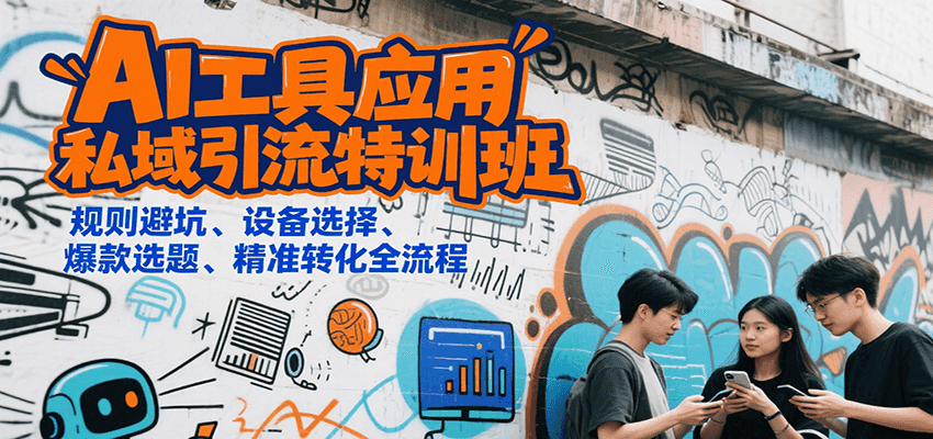 AI工具应用私域引流特训班，规则避坑、设备选择、爆款选题、精准转化全流程搞副业-副业刚需-兼职-网赚搞副业网