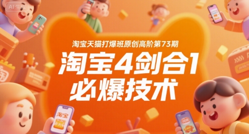 淘宝天猫打爆班原创高阶第73期，淘宝4剑合1必爆技术搞副业-副业刚需-兼职-网赚搞副业网