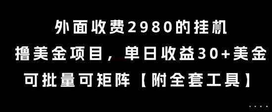 外面收费2980的挂G撸美金项目，单日收益30+美金，可批量可矩阵【揭秘】搞副业-副业刚需-兼职-网赚搞副业网