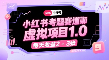小红书考题赛道虚拟项目1.0，项目操作简单，每天收益2-3张搞副业-副业刚需-兼职-网赚搞副业网