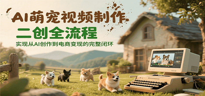AI萌宠视频制作二创全流程，实现从AI创作到电商变现的完整闭环搞副业-副业刚需-兼职-网赚搞副业网