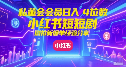私董会会员日入4位数小红书红果短剧拉新爆单经验分享搞副业-副业刚需-兼职-网赚搞副业网